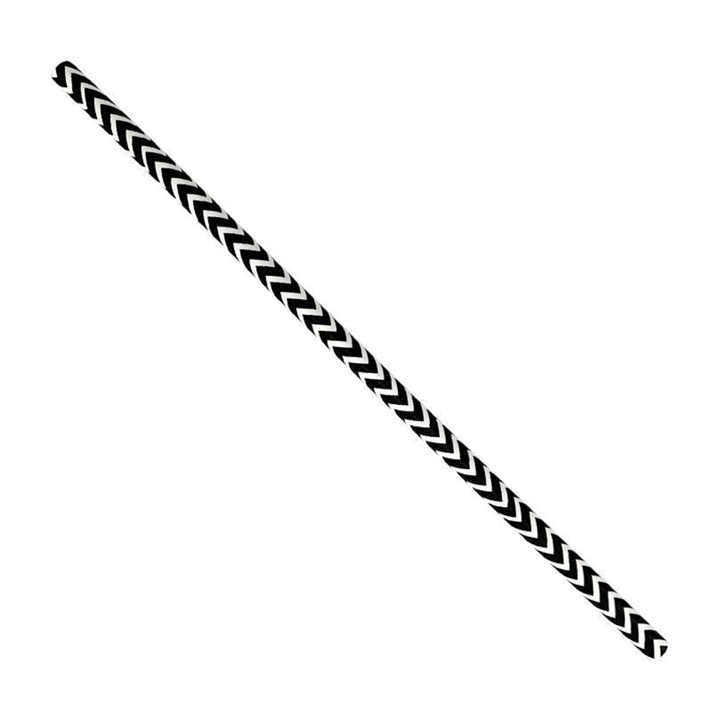 Picture of Paper Straw - Black Chevron - 6 x 200mm (8") 200/Box