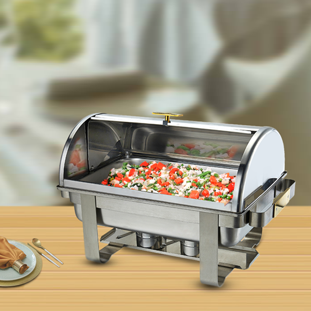 Picture of Chafing Dish with Roll Top Lid & Gold Handles - 9L