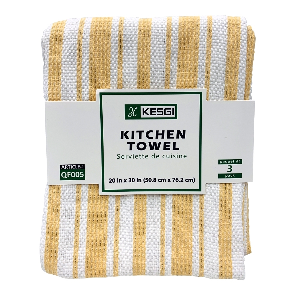 Picture of Kitchen Towel Yellow Stripe - 20" x 30" (3/pk)