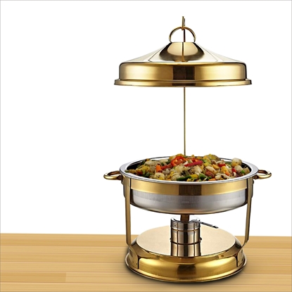 Picture of Round Chafing Dish Golden with Hanging Cover - 8L