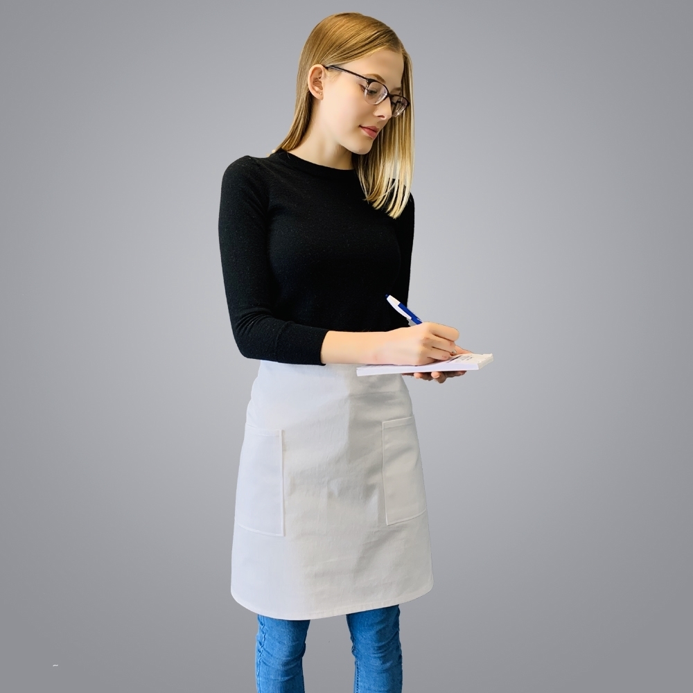 Picture of Half Body Apron with 2 Pockets - White