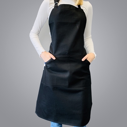 Picture of Adjustable Full Body Apron with 3 Pockets - Black