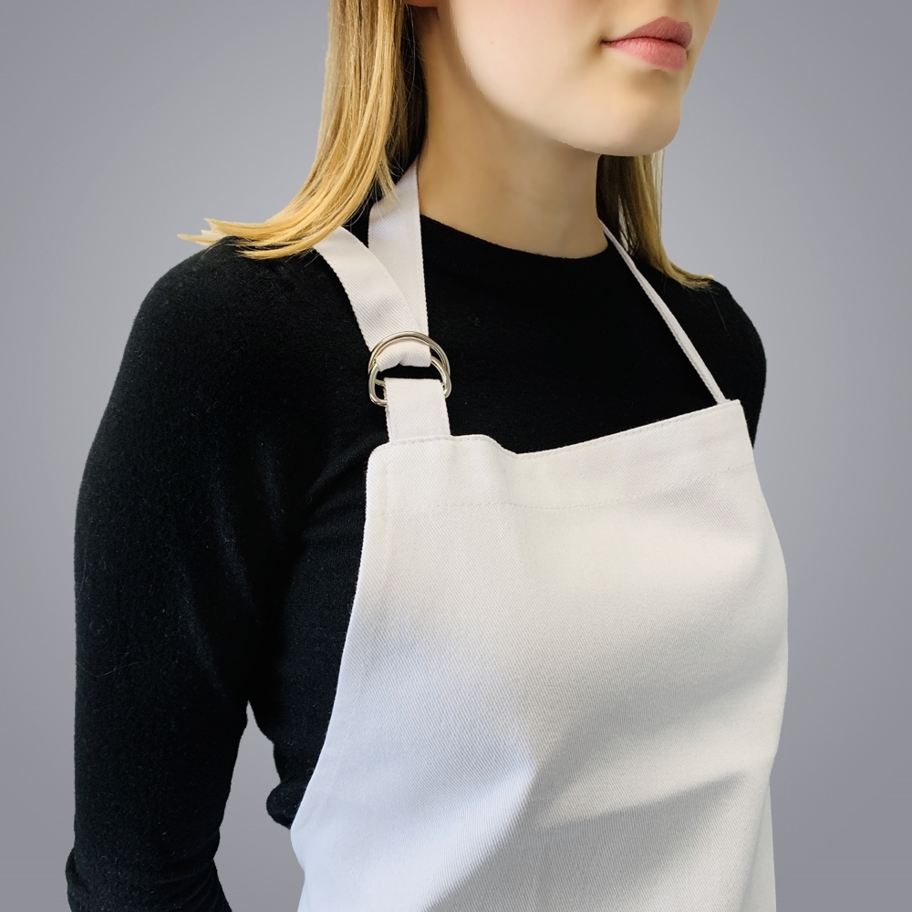 Picture of Adjustable Full Body Apron with 3 Pockets - White